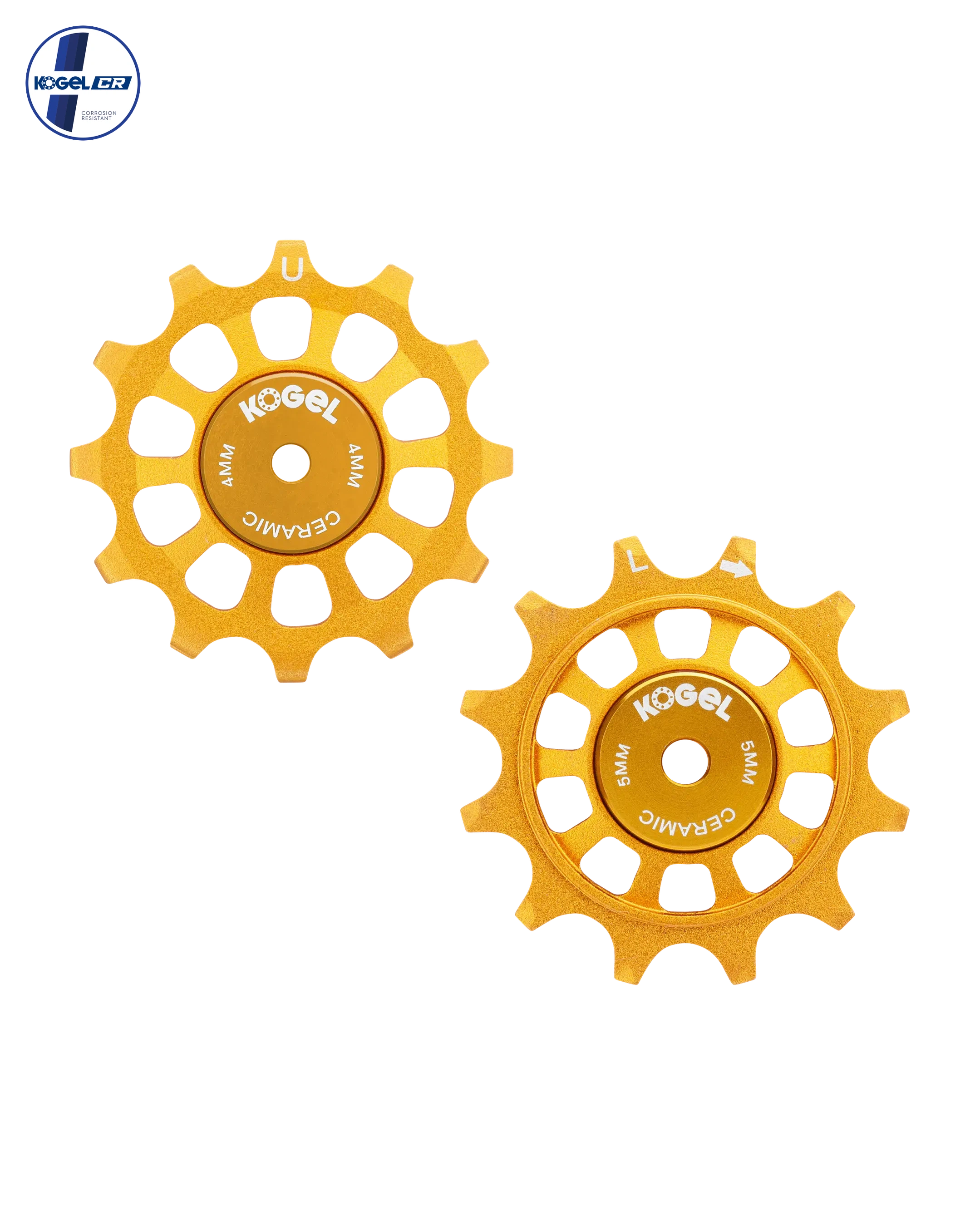 Oversized Derailleur Pulleys for Campagnolo 12 speed - Hybrid Ceramic - 12/12T - Cross / Gold - DERAILLEUR PULLEYS