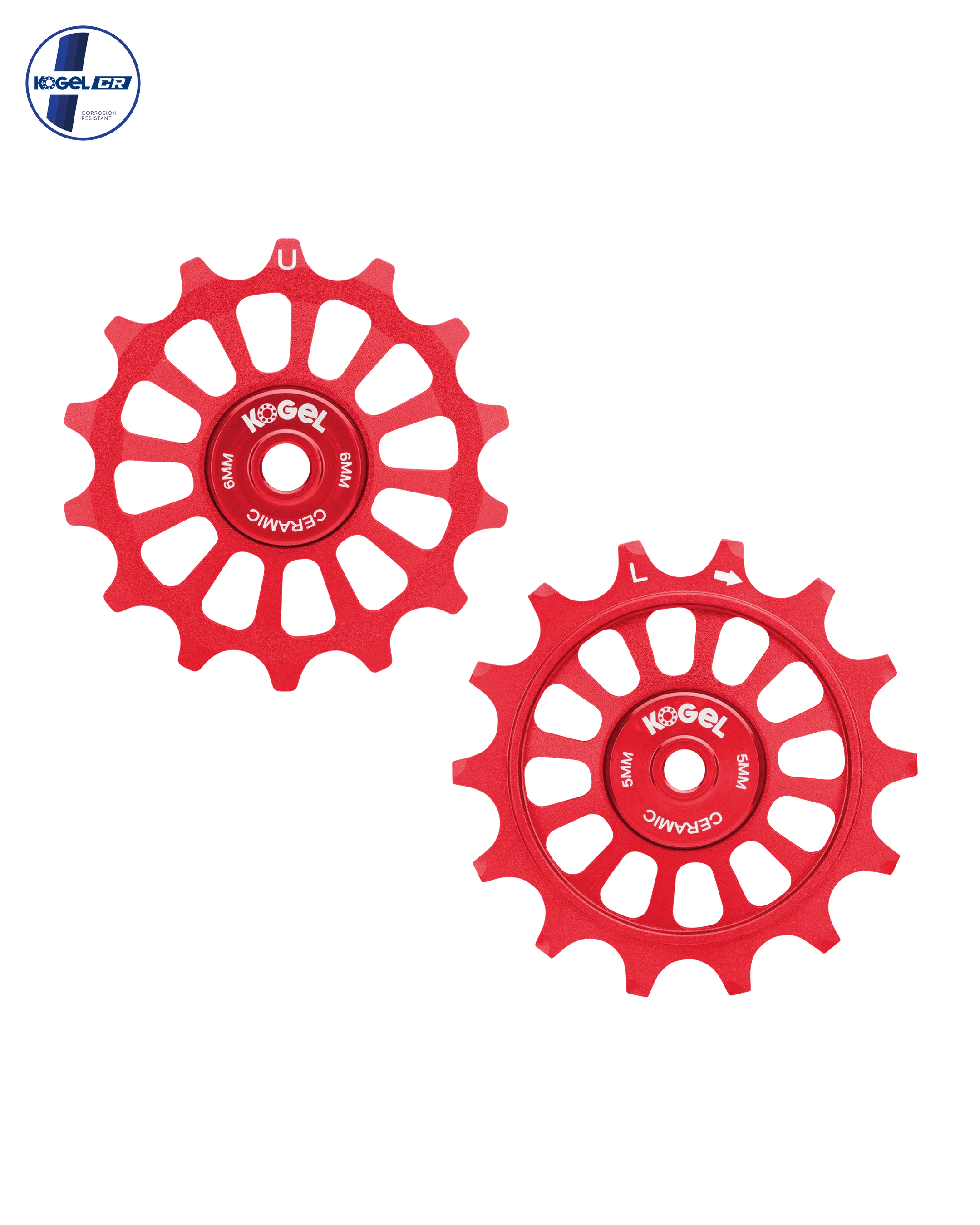 Oversized Derailleur Pulleys for Shimano 12 Speed MTB - Hybrid Ceramic - 14/14T - Red - DERAILLEUR PULLEYS