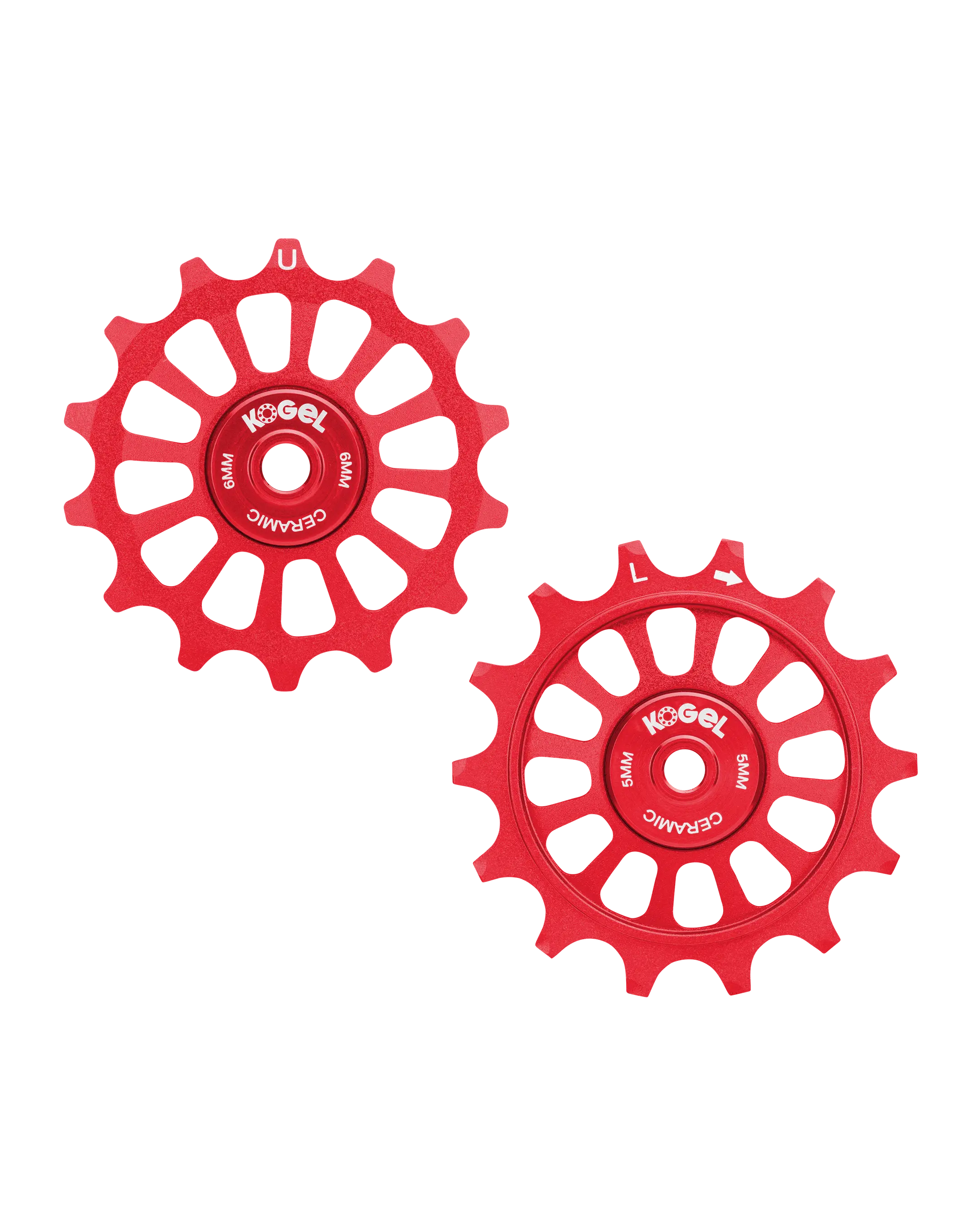 Oversized Derailleur Pulleys for Shimano 12 Speed MTB - Hybrid Ceramic - 14/14T - Red - DERAILLEUR PULLEYS