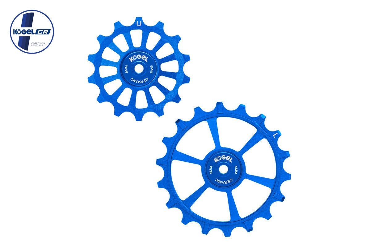 Oversized Derailleur Pulleys for SRAM Eagle Transmission - Hybrid Ceramic - 14/18T - Blue - DERAILLEUR PULLEYS