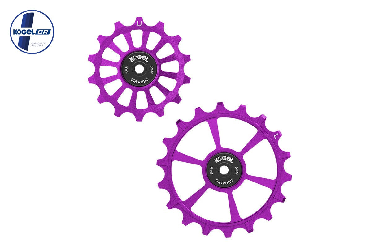 Oversized Derailleur Pulleys for SRAM Eagle Transmission - Hybrid Ceramic - 14/18T - Purple - DERAILLEUR PULLEYS