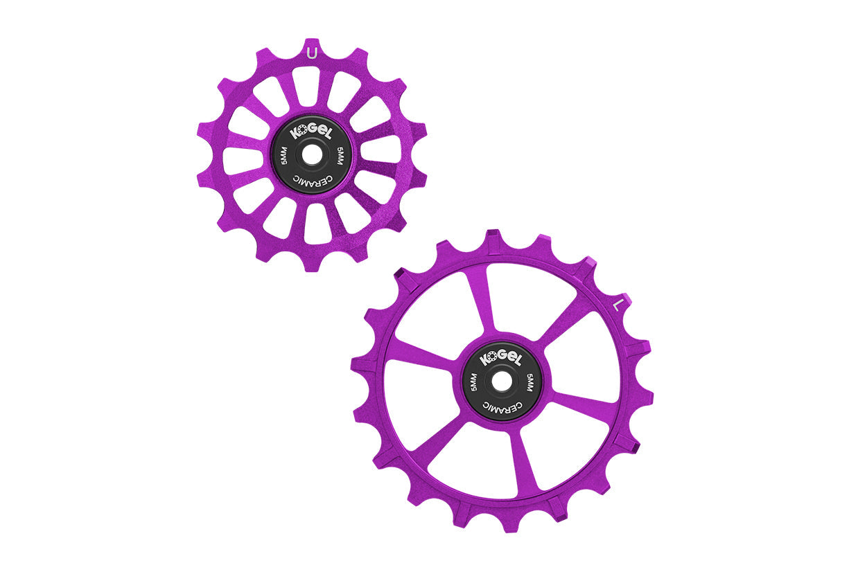 Oversized Derailleur Pulleys for SRAM Eagle Transmission - Hybrid Ceramic - 14/18T - Purple - DERAILLEUR PULLEYS