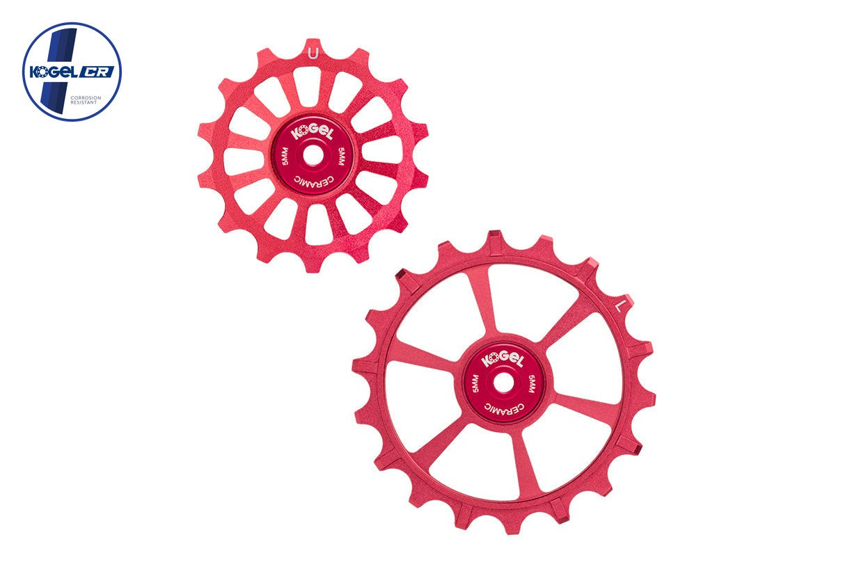 Oversized Derailleur Pulleys for SRAM Eagle Transmission - Hybrid Ceramic - 14/18T - Red - DERAILLEUR PULLEYS