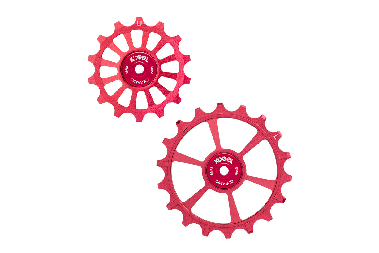 Oversized Derailleur Pulleys for SRAM Eagle Transmission - Hybrid Ceramic - 14/18T - Red - DERAILLEUR PULLEYS