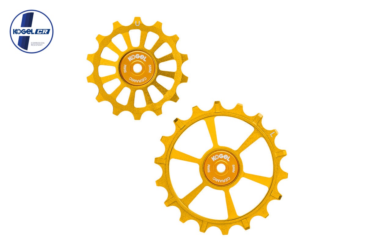 Oversized Derailleur Pulleys for SRAM Eagle Transmission - Hybrid Ceramic - 14/18T - Gold - DERAILLEUR PULLEYS